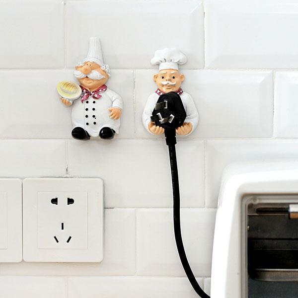 Self-Adhesive Chef Plug Hook Holder (Set of 2)