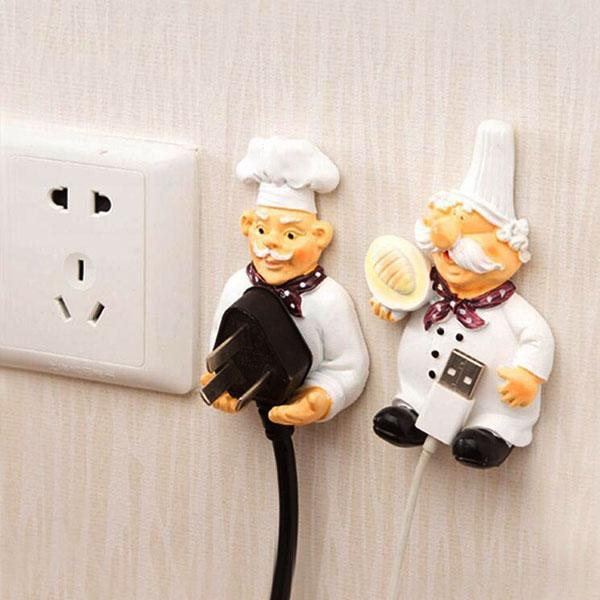 Self-Adhesive Chef Plug Hook Holder (Set of 2)