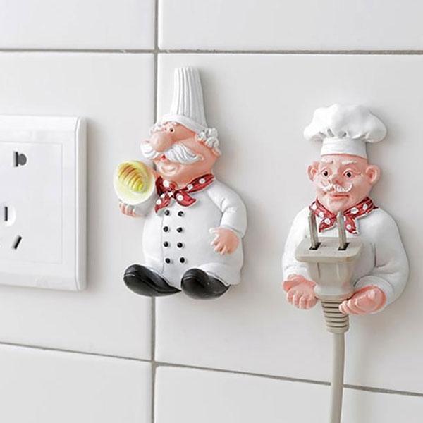 Self-Adhesive Chef Plug Hook Holder (Set of 2)