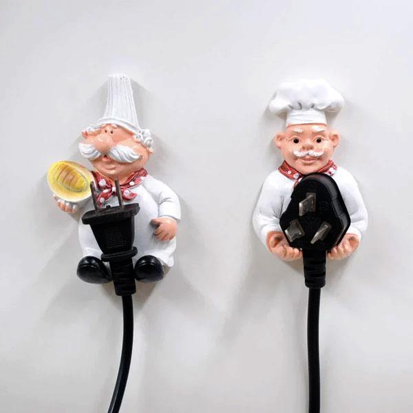 Self-Adhesive Chef Plug Hook Holder (Set of 2)