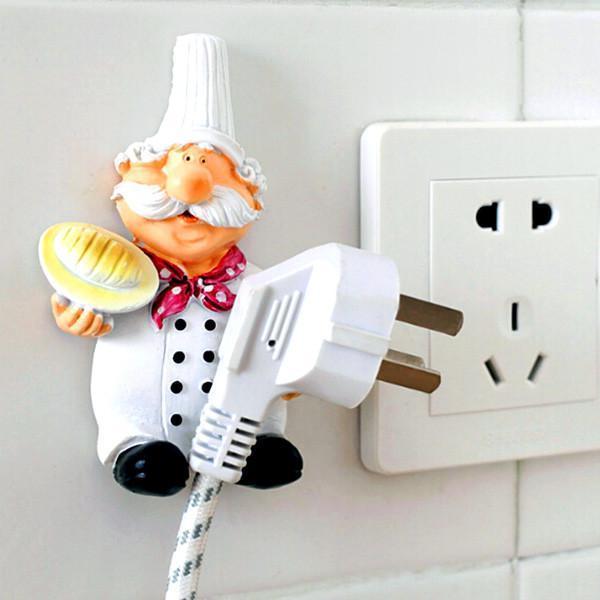 Self-Adhesive Chef Plug Hook Holder (Set of 2)