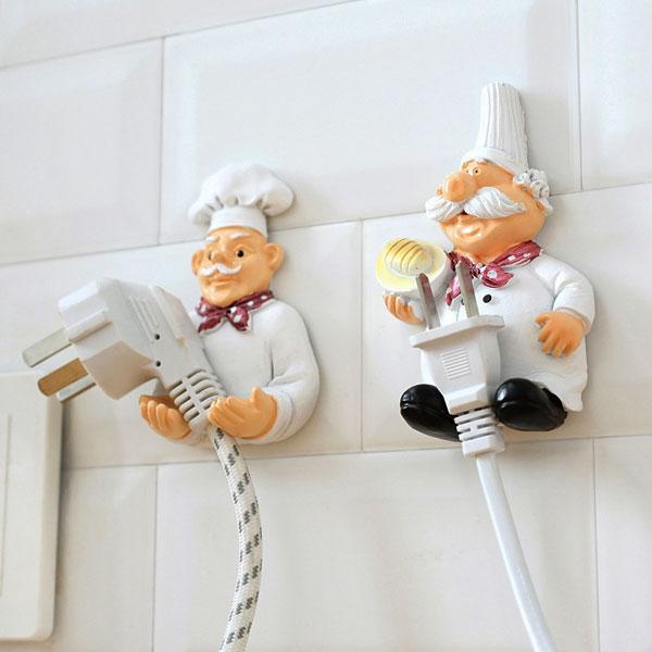 Self-Adhesive Chef Plug Hook Holder (Set of 2)