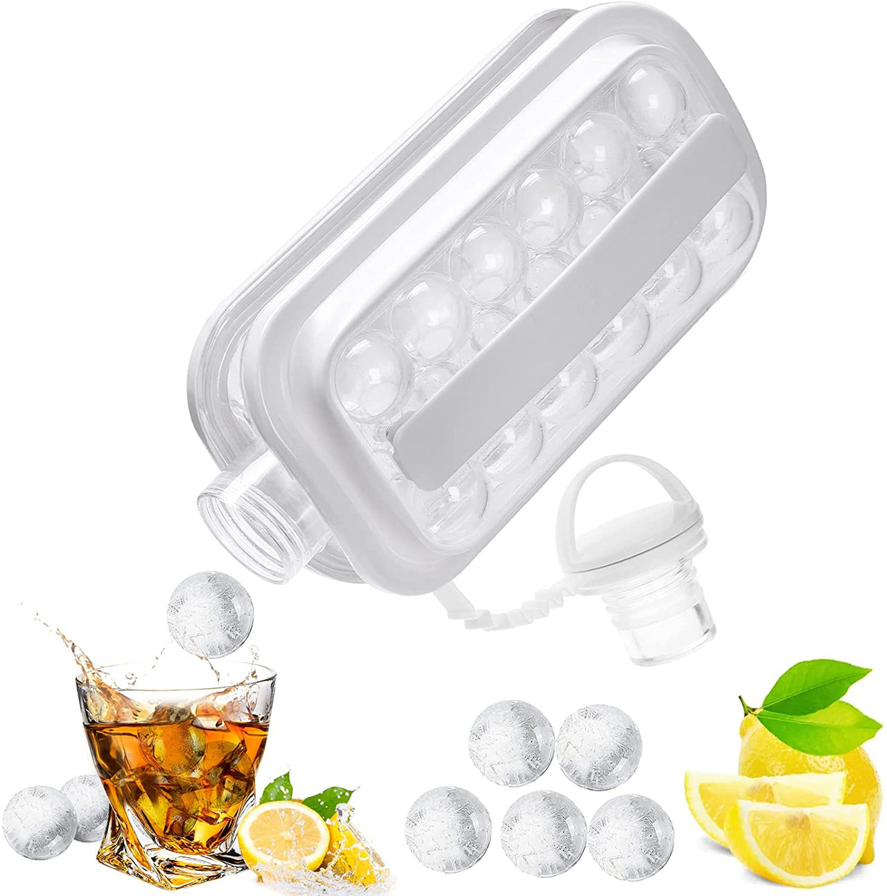 Portable Ice Ball Maker Ice Mold 2-in-1 Kettle Ice Cube Trays for Freezer