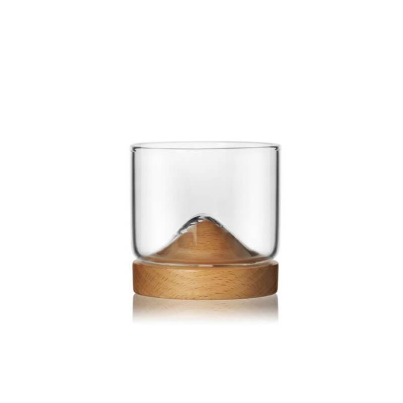 Small Mountain Glass Wooden Base PeekWise