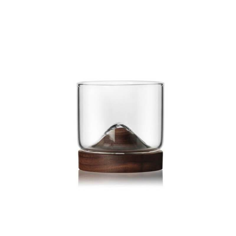 Small Mountain Glass Wooden Base PeekWise