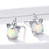 Thumbnail for Sterling Silver Unicorn Opal Stud Earrings