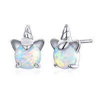 Thumbnail for Sterling Silver Unicorn Opal Stud Earrings