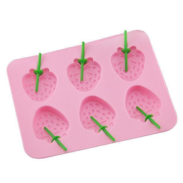 Strawberry Silicone Ice Mold With Stem Handles