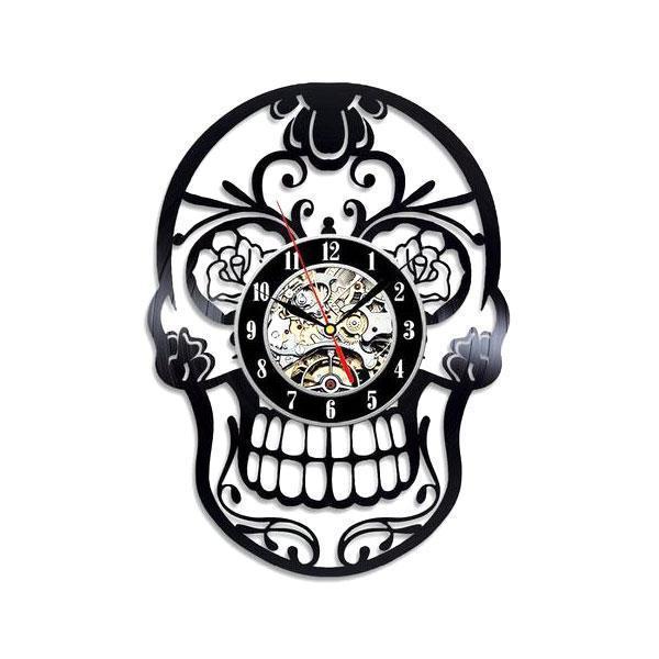 Sugar Skull Vinyl Clock