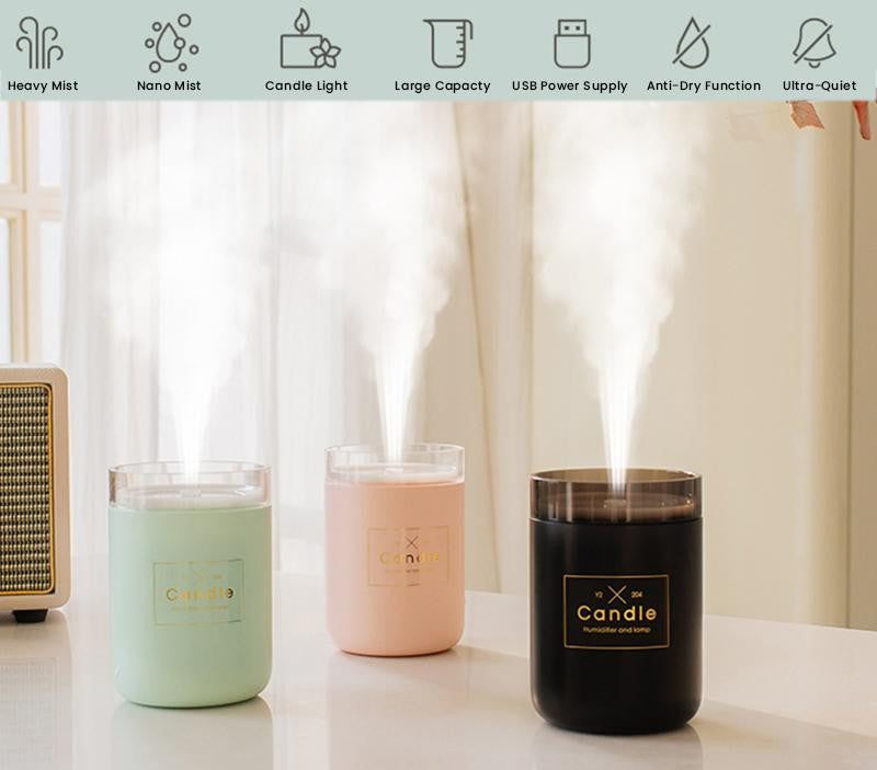 Ultrasonic Air Humidifier Candle Lamp - PeekWise