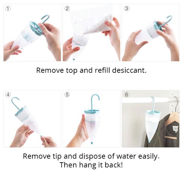 Umbrella Shaped Refillable Moisture Absorber Dehumidifier