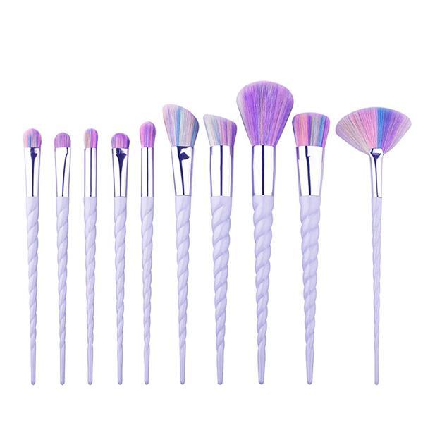 Unicorn Horn Makeup Brushes And Storage Box (Set of 10)