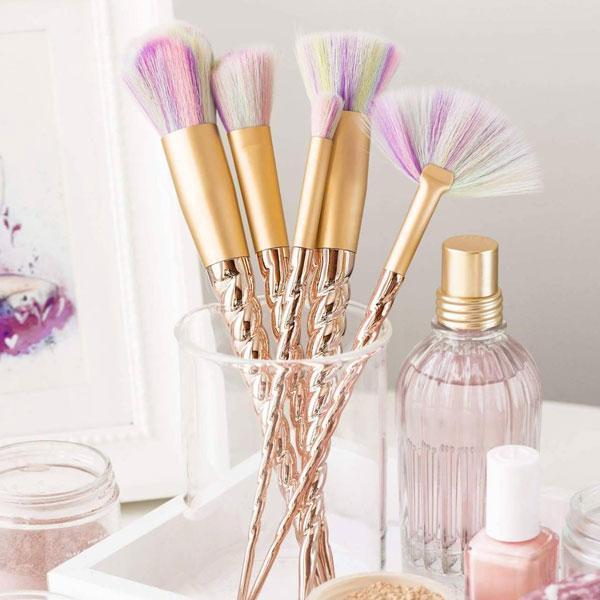 Unicorn Horn Makeup Brushes And Storage Box (Set of 10)