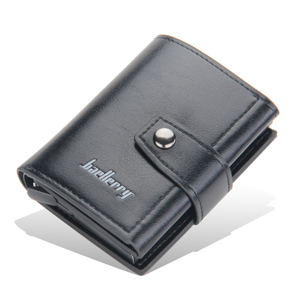 (Up to 15 cards) Automatic Leather Card Holder with buckle & RFID Protection PeekWise