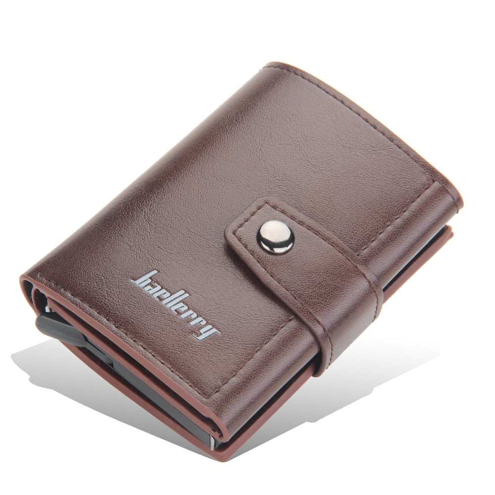 (Up to 15 cards) Automatic Leather Card Holder with buckle & RFID Protection PeekWise