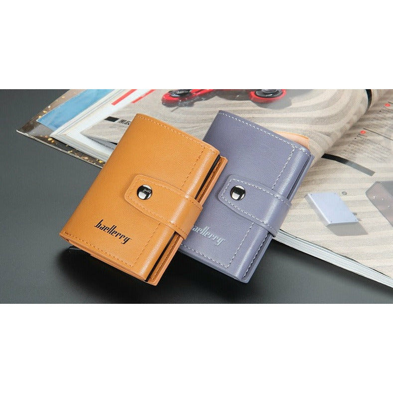 (Up to 15 cards) Automatic Leather Card Holder with buckle & RFID Protection PeekWise