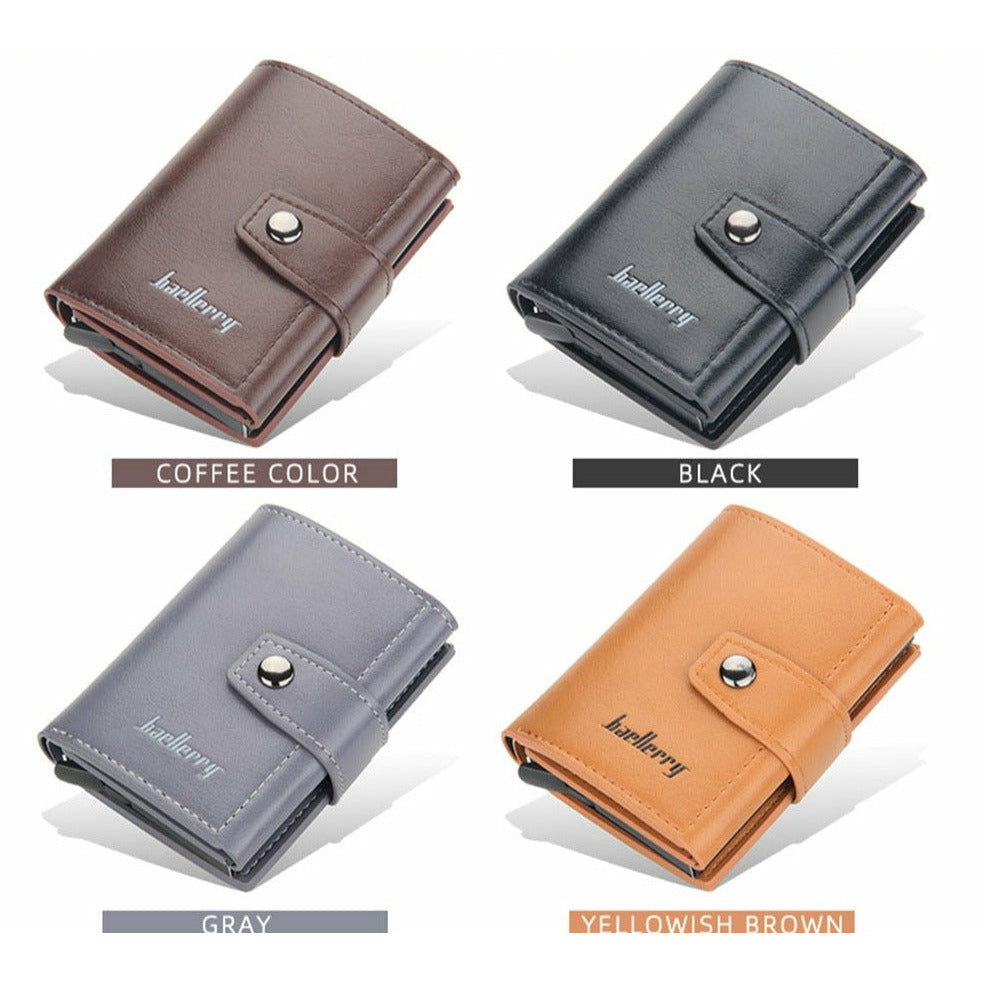 (Up to 15 cards) Automatic Leather Card Holder with buckle & RFID Protection PeekWise