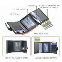 Thumbnail for (Up to 15 cards) Automatic Leather Card Holder with buckle & RFID Protection PeekWise