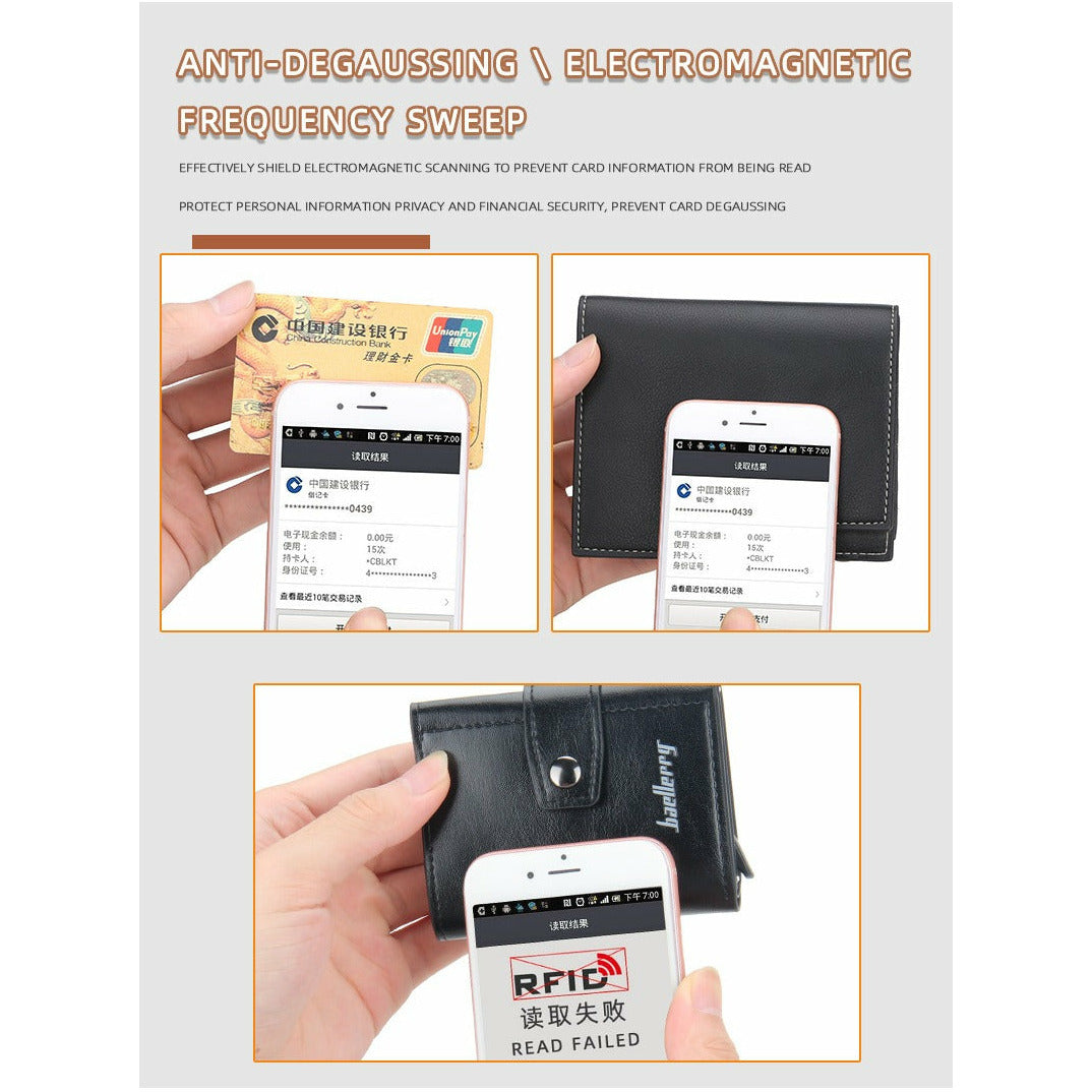 (Up to 15 cards) Automatic Leather Card Holder with buckle & RFID Protection PeekWise