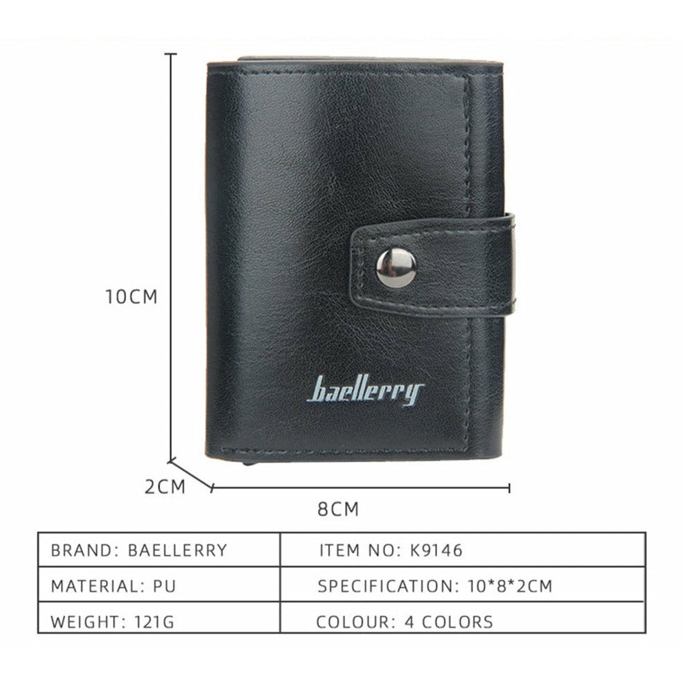 (Up to 15 cards) Automatic Leather Card Holder with buckle & RFID Protection PeekWise