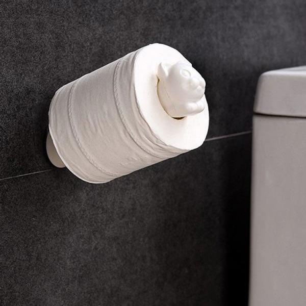 Wall Mounted Cat Toilet Roll Holder Hanger