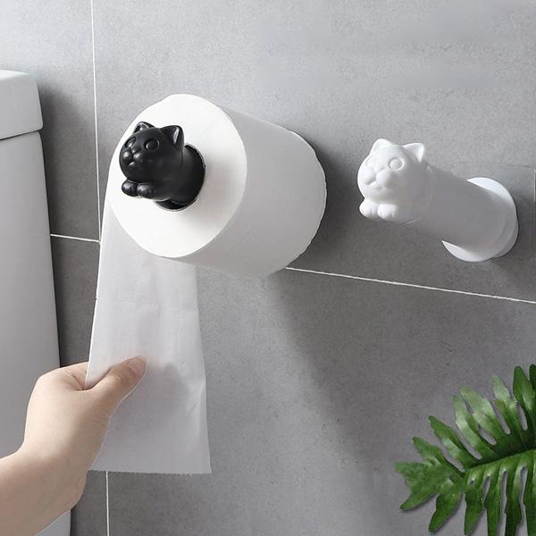 Wall Mounted Cat Toilet Roll Holder Hanger