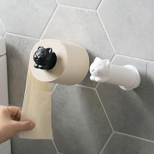 Wall Mounted Cat Toilet Roll Holder Hanger