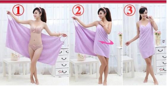 Wearable Bathrobe Towel Dress - PeekWise