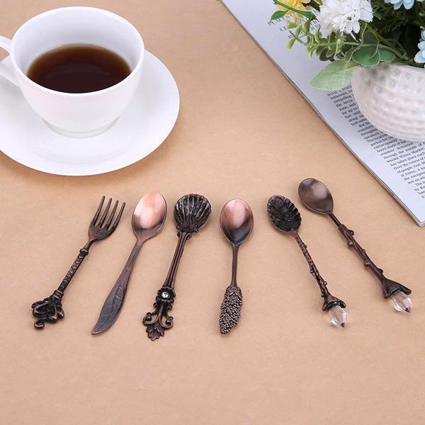 Whimsical Vintage Dessert Spoons (Set of 6)