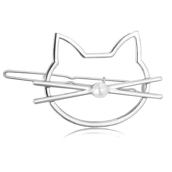 Whiskered Cat Pearl Hair Clip