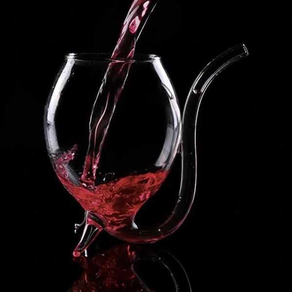 Wine Glass with Built-in Straw