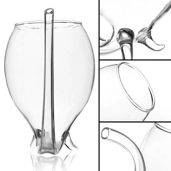 Wine Glass with Built-in Straw