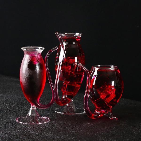 Wine Glass with Built-in Straw