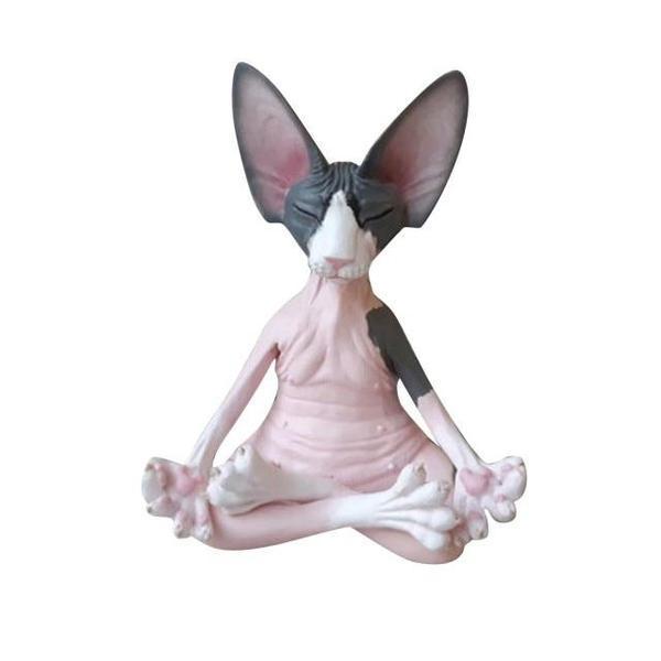 Zen Yoga Pose Meditation Cat Figurine