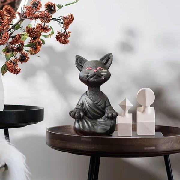 Zen Yoga Pose Meditation Cat Figurine