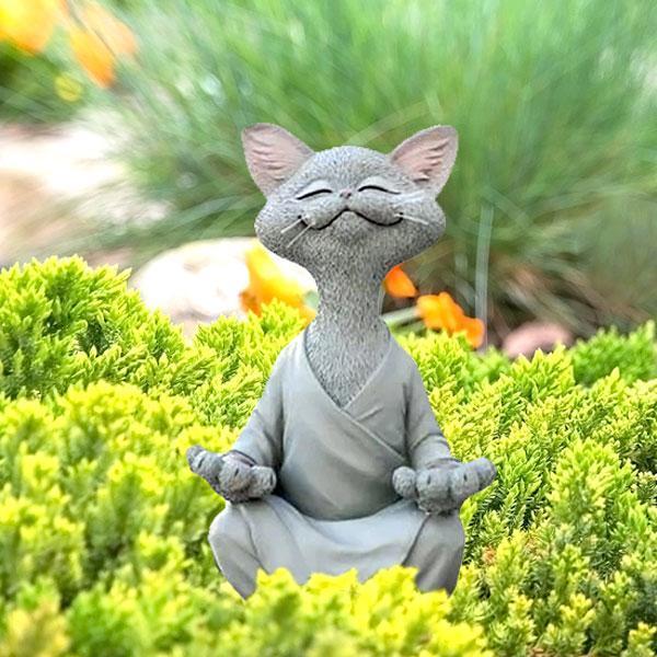 Zen Yoga Pose Meditation Cat Figurine