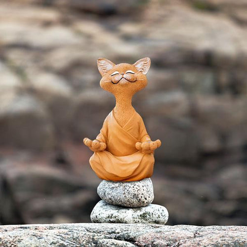 Zen Yoga Pose Meditation Cat Figurine