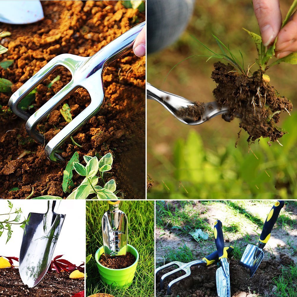 5-Piece High Quality Gardening Tool Set - Aluminum and Silicone Handle