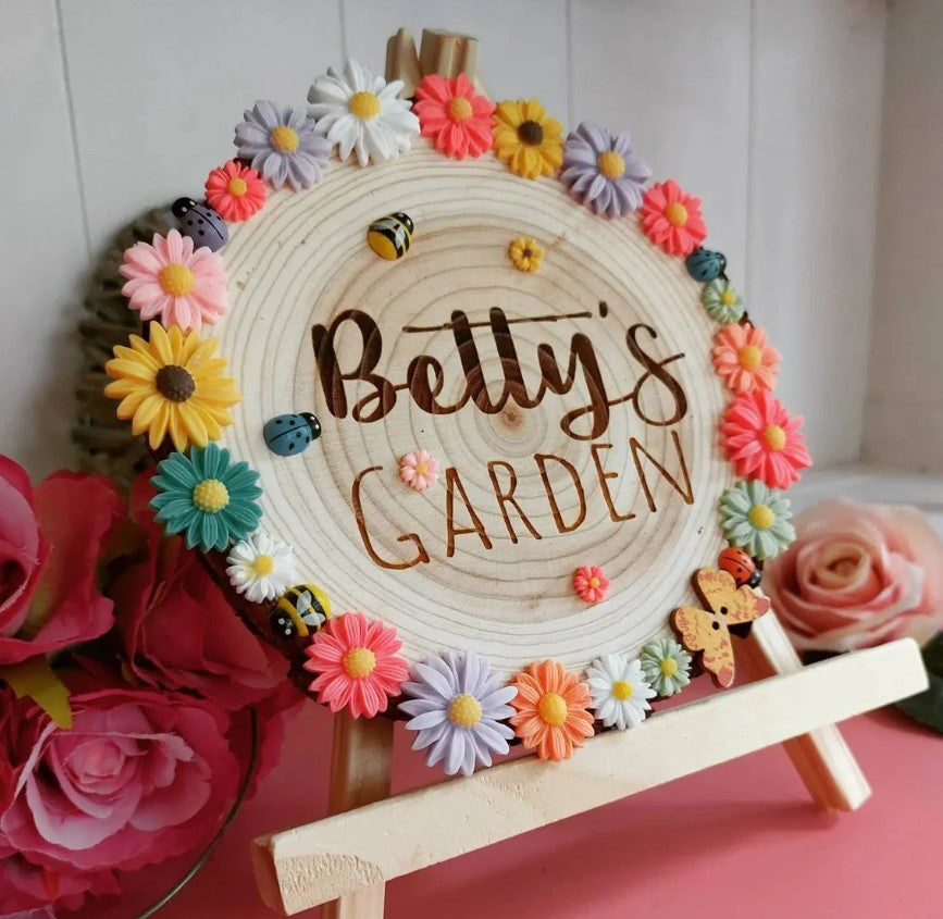 Engraved Wooden Log Garden Plaque