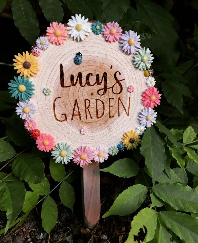 Engraved Wooden Log Garden Plaque