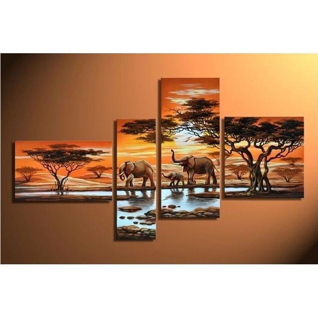 4 Piece Elephants on Safari - GemPaint™ Kit