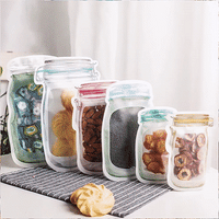 Thumbnail for Upgraded Mason Jar Bags Reusable Plastic Ziplock Bag Snack Nuts Cookies Bag Kitchen Organizer for Seal Fresh Food Storage Bag