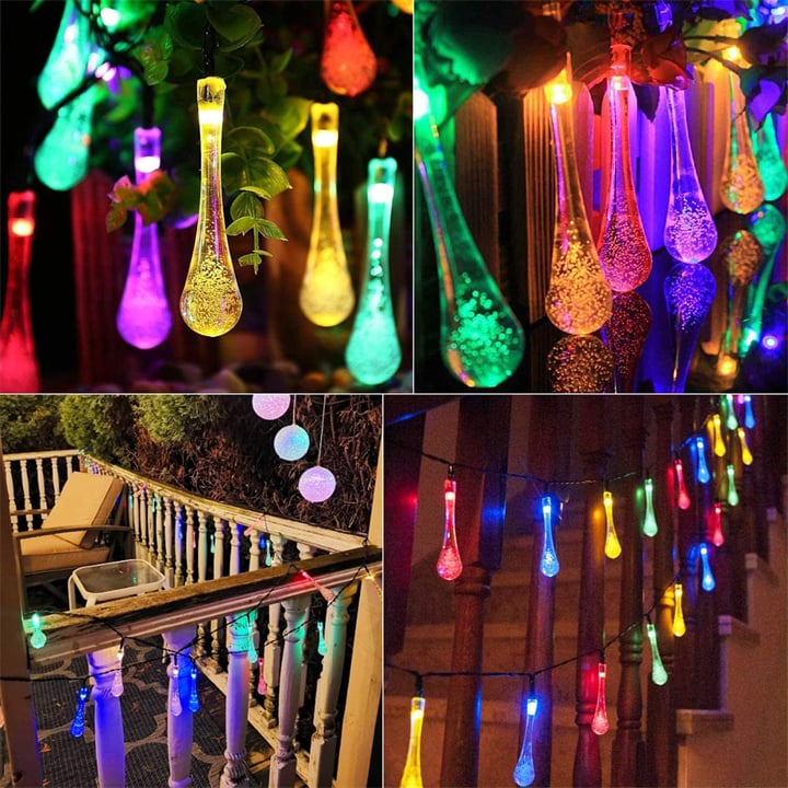 8 Modes Water Drop Solar Lights