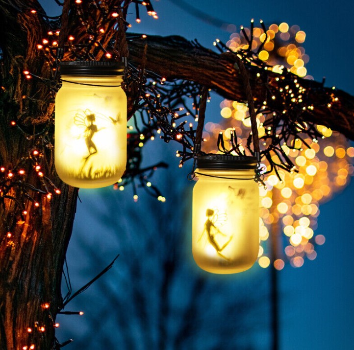 Frosted Mason Jar Solar String Fairy Lights (2 pieces)