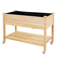 Thumbnail for Wood Elevated Planter Bed with Wheels