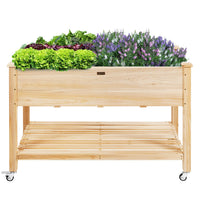 Thumbnail for Wood Elevated Planter Bed with Wheels