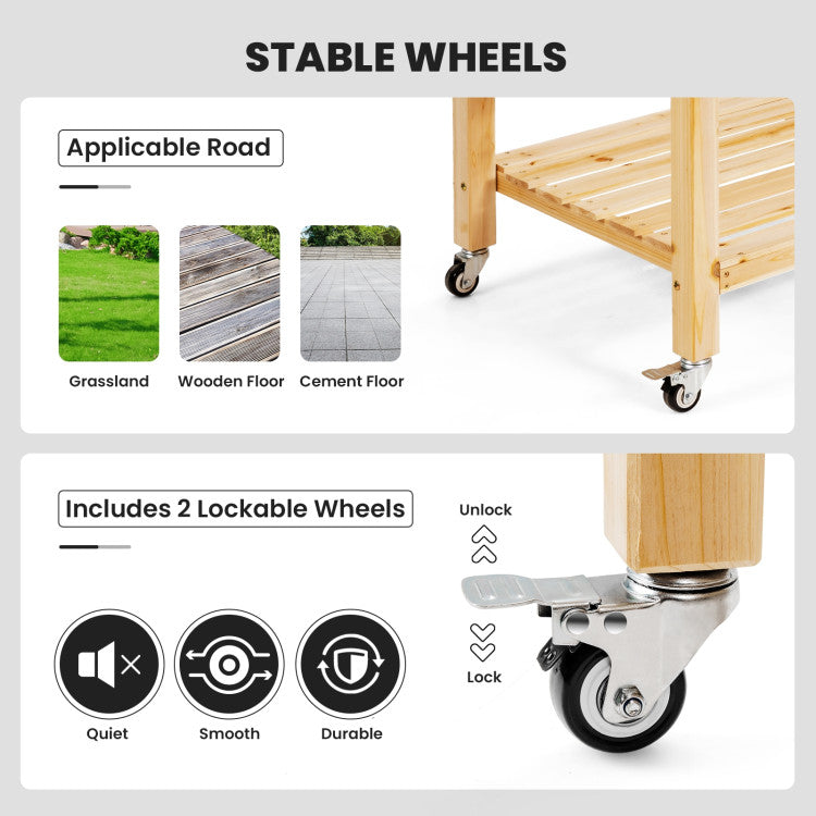 Wood Elevated Planter Bed with Wheels