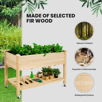 Thumbnail for Wood Elevated Planter Bed with Wheels
