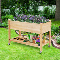 Thumbnail for Wood Elevated Planter Bed with Wheels