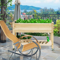 Thumbnail for Wood Elevated Planter Bed with Wheels